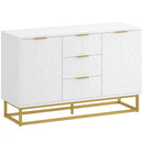Mobile Credenza 3 Cassetti 2 Ante 120x40x76 cm in MDF e Metallo Bianco