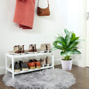 Scarpiera Multiuso 33x70x26 cm 2 Ripiani in Bambù Bianco