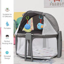 Box Neonati Portatile Pieghevole 0-12 Mesi con Palestrina  Grigio