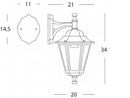 Lampada Applique in Basso Colore Nero per Esterno Linea Mini Esagonale Sovil
