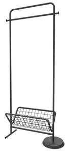 Stender Appendiabiti con Cesto Portarviste 74x32x156 cm in Metallo Motti Nero