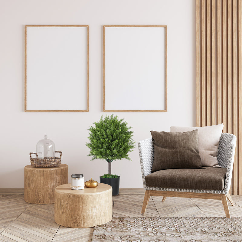 Pianta Artificiale di Albero Cedro 55A cm con Vaso Incluso per Interno ed Esterno Verde   