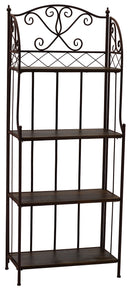 Scaffale per Piante in Metallo 4 Ripiani in Legno