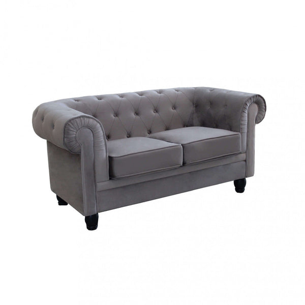 Canapé Chesterfield 2 places 152x74x82 h cm en Velours Gris acquista