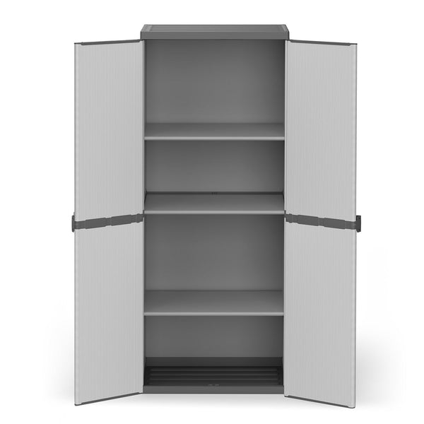 sconto Armoire d'extérieur 68x39,5x168 cm 2 portes 4 étagères en résine grise