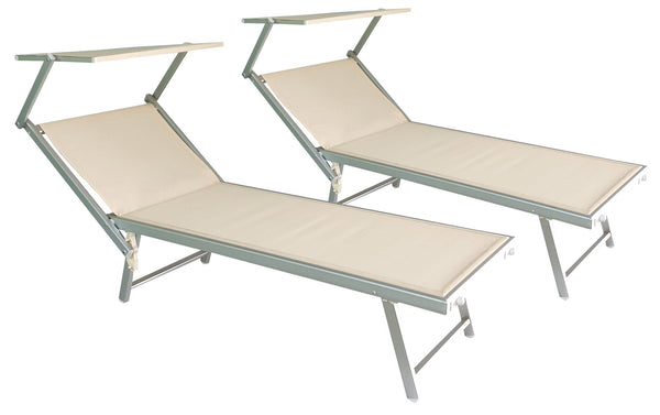 Lot de 2 Transats de Jardin en Aluminium Vandi Beige sconto