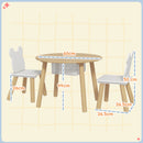 Set con Tavolo e 2 Sedie per Bambini con Schienale a Orsetto Tavolino con Vano Contenitore in MDF Bianco e Legno      