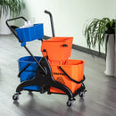 Carrello Pulizie Professionale da 26L con 2 Secchi Lavapavimenti, in Plastica e Metallo, 78x45x95 cm, Arancio Blu      