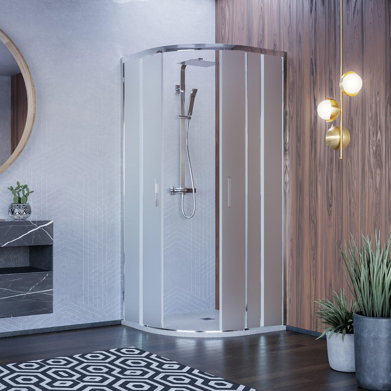 Box Doccia Semicircolare 2 Ante Scorrevoli in Cristallo Acidato 6mm H195 Bonussi Lucy Varie Misure