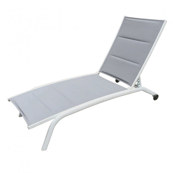 Chaise longue de jardin empilable Itaca 194x71x83 h cm en textilène blanc acquista