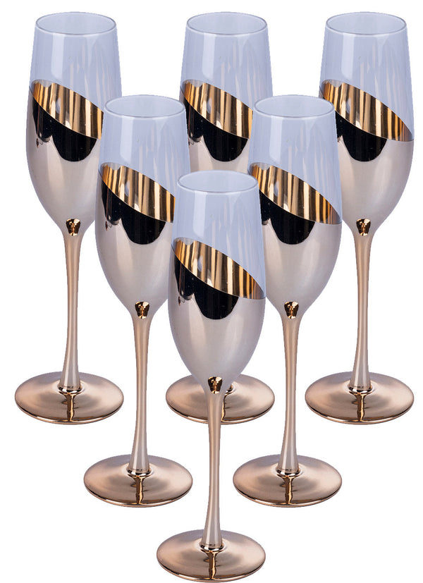 Coffret de 6 Verres à Champagne Chic Flûte en Verre Transparent et Bronze VdE Tivoli 1996 sconto