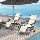 Set 2 Sedie Sdraio a Gravità Zero Pieghevoli e Tavolino Beige    