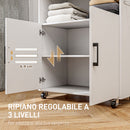 Mobile Asse da Stiro 125x43.5x102.5 cm con Armadietto a 2 Ante e Spazio Aperto Bianco      