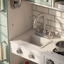 Cucina Giocattolo per Bambini 79x25x88 cm con Luci Suoni Accessori Frigo Forno e Macchina Caffè in MDF Verde Chiaro      