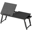 Supporto Monitor Inclinabile e Regolabile 83,5x33x23,5-34 cm con Cassetto Laterale in Legno Nero      