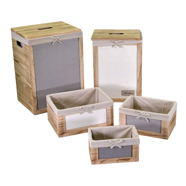 Lot de 2 paniers à linge en bois brenda avec 3 tiroirs rectangulaires acquista