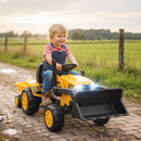 Escavatore per Bambini Elettrico 12V con Benna Rimorchio e Telecomando Età 3-8 Anni Giallo      