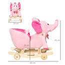 Cavallo a Dondolo per Bambini in Legno e Peluche Elefante Rosa    