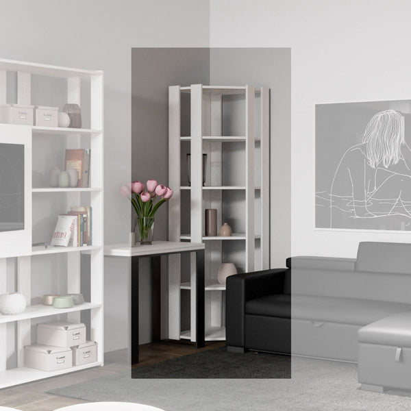 Libreria Angolare Moderna 5 Ripiani 60,3x60,3x205 cm in nobilitato Bianco acquista