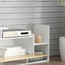 Mobile TV Ripiani e Armadietto a Ribalta con Mensola a Muro 153,6x25x42 cm Bianco e Legno Naturale 