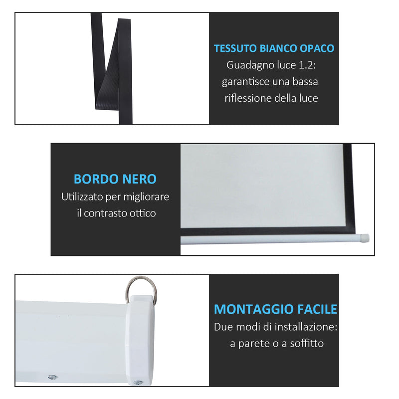 Schermo di Proiezione 100 Pollici Motorizzato Home Cinema Bianco 