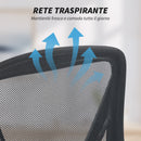 Sedia da Ufficio Ergonomica Girevole 59,5x56x93-103 cm con Braccioli Ribaltabili in Rete Traspirante Nero      