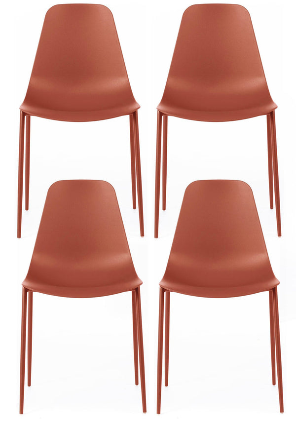 Set 4 Sedie 49x48,5xH88 cm in Polipropilene Frida Ruggine acquista