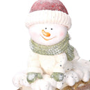 Camino in Resina con Led e pupazzo di neve bianco cm 41x22,5xh52