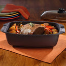 Rostiera Royalty Line Teglia Forno da Arrosto Rettangolare 32 cm Pirofila con Coperchio Vetro Nero      