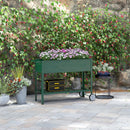Fioriera da Esterno con Mensola Inferiore Portautensili 109x44x80 cm in Metallo Verde