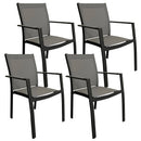 Set 4 Sedie da Giardino 57,5x59x89 cm in Alluminio e Textilene Grigio Scuro