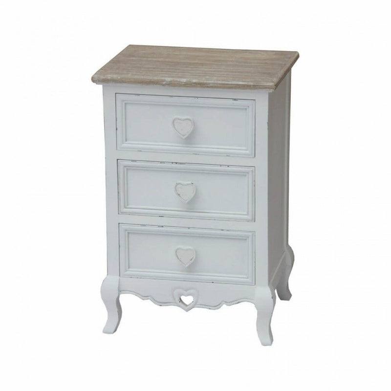 Cassettiera Cuore 4 Cassetti 44x34x90 h cm in Legno di paulownia Bianco