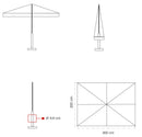 Ombrellone da Giardino 2x3 m Palo Ø48 mm in Legno Telo in Acrilico con Balza Danieli Sydney Ecrù