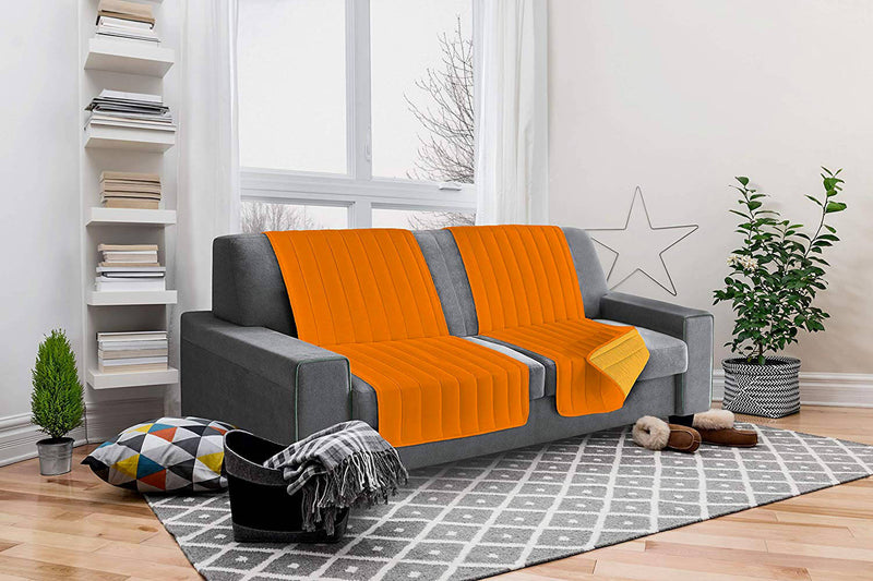 Copridivano a Fascia Doubleface Trapuntato 60x190cm Arancione/Giallo