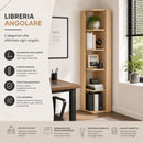 Libreria Angolare 34x34x161 cm Scaffale Salvaspazio 5 Ripiani in Legno Quercia      