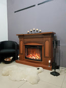 Camino Elettrico da Pavimento 102x130x33 cm Effetto Fiamma 1500W Franco & Zakinthos Noce