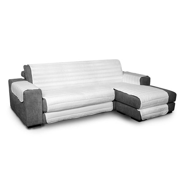 Housse de canapé matelassée en microfibre avec péninsule droite blanche acquista