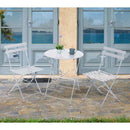 Set Tavolino e 2 Sedie Pieghevoli da Giardino in Acciaio Dalia bianco