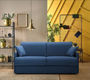 Divano Letto 3 Posti 189x96x96 cm Evans in Tessuto Blu