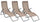 Lot de 3 Transats Pliants 134x58x107 cm en Fer et Textilène Tourterelle