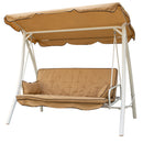 Dondolo Letto 3 Posti da Giardino 199x90x176 cm in Acciaio e Poliestere Beige