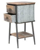 Comodino 2 Cassetti Bronxs 43,5x36,5x72,5 cm in Ferro e Legno di Abete Nero e Grigio