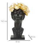 Statua Donna con Farlalle in Testa 21x36,5x20 cm in Poliresina Nero/Oro