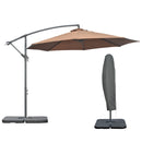 Ombrellone Decentrato Ø292x247 cm con Base a Croce Riempibile e Copertura Caffè   