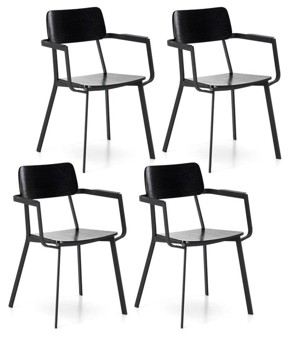 Set 4 Sedie 61x51,5xH82 cm in Legno e Metallo Woody capotavola Nero sconto