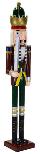 Soldatino Schiaccianoci in Legno 38x38x180 cm Decorazione Verde e Rosso