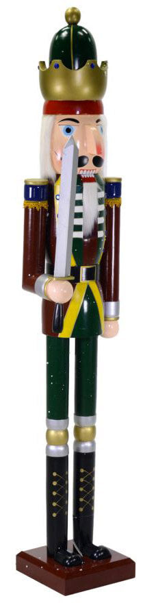 Soldatino Schiaccianoci in Legno 38x38x180 cm Decorazione Verde e Rosso