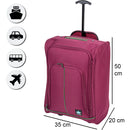 Trolley Cabina Morbido Bagaglio a Mano 35x20x50 cm con Maniglia Telescopica Borgogna      