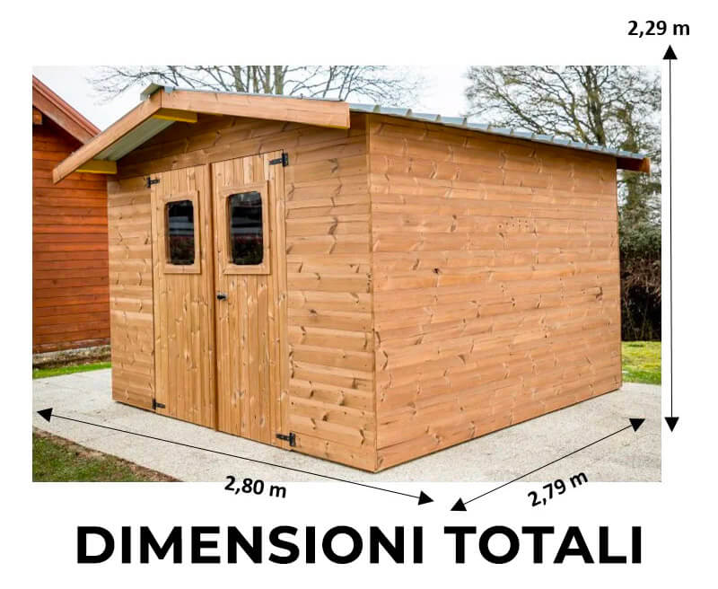 Casetta Box da Giardino 2,35x2,15 m Senza Pavimento in Legno Picea Massello 19mm Tetto in Acciaio Thiers