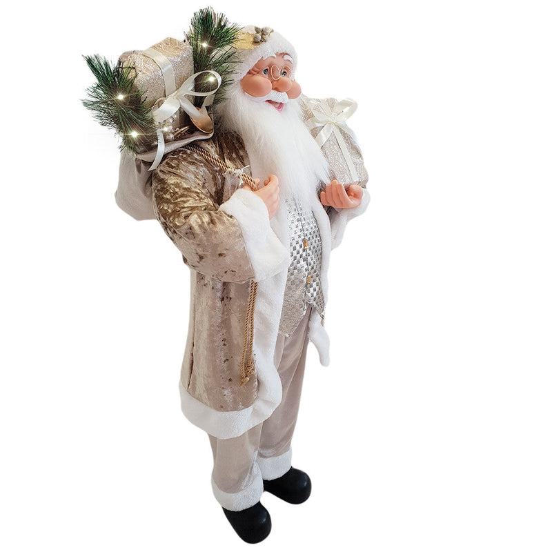 Pupazzo Babbo Natale H110 cm con Luci e Suoni Champagne